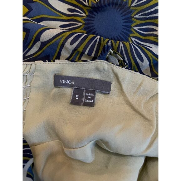 Vince Floral Maxi Slip Dress Size 6 Spaghetti Straps Yellow & Navy Pattern Light - Picture 5 of 8